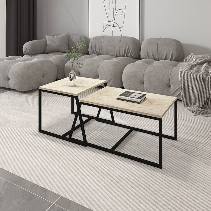 Hanah Home Mesa de Café Travertino
